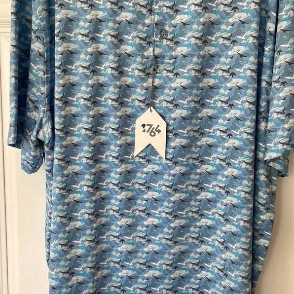 1764 Golf Polo birds clouds All Over Print Performance Mens XL - Picture 3 of 12